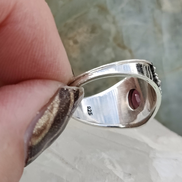 Natural Ruby .925 Sterling Silver Ring, size 7.5 - Picture 6 of 10
